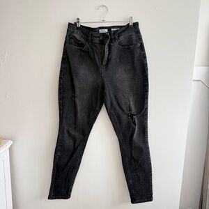 Black High-Waisted Skinny Distressed Jeans
